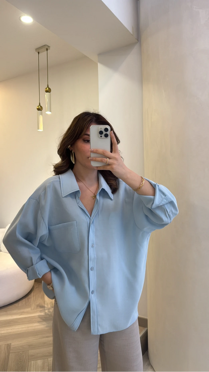 Modal fabric oversized shirt-blue