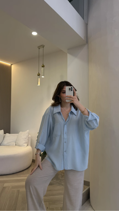 Modal fabric oversized shirt-blue