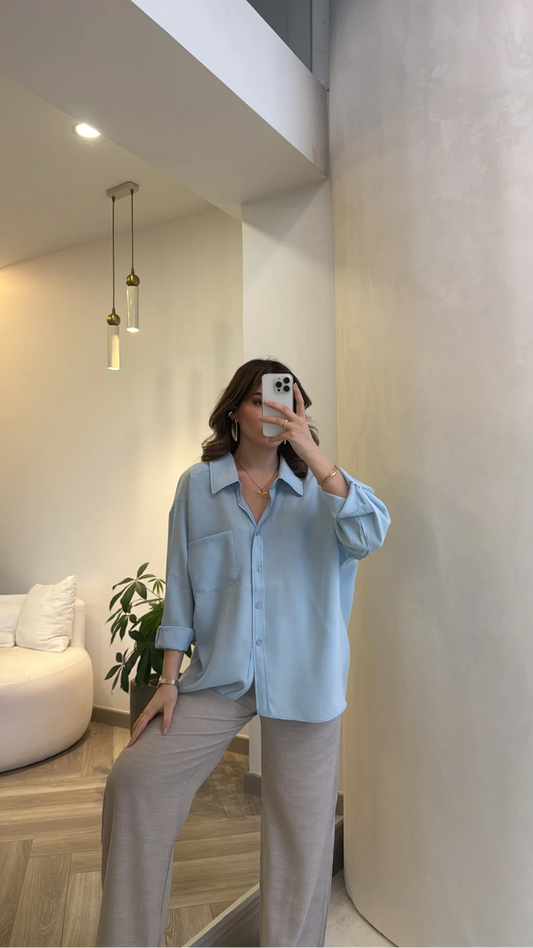 Modal fabric oversized shirt-blue