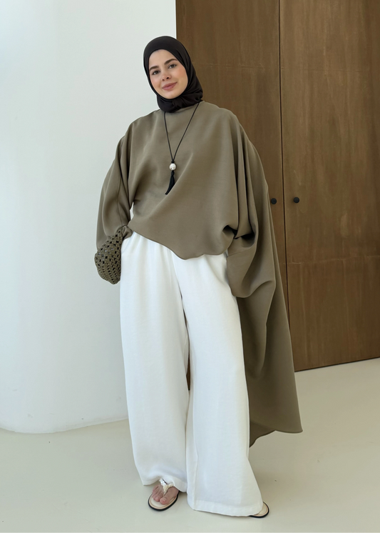 Zara model Asymmetrical Blouse olive green