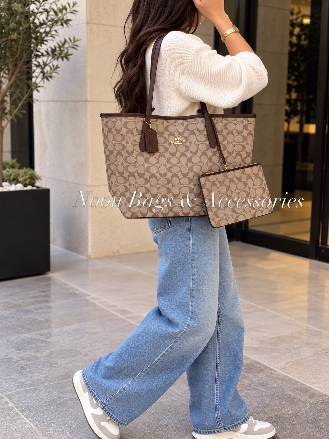 Coach large tote with wallet