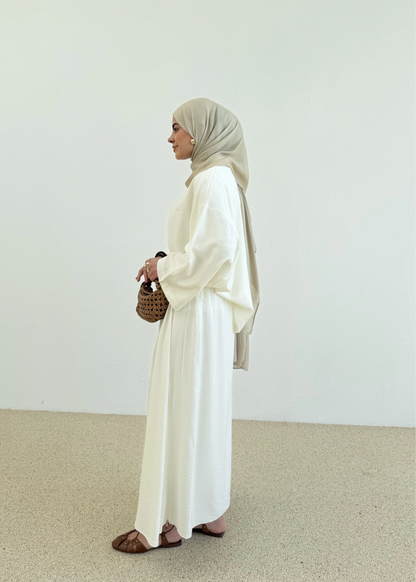Zra Model Draped Skirt Set - off-white