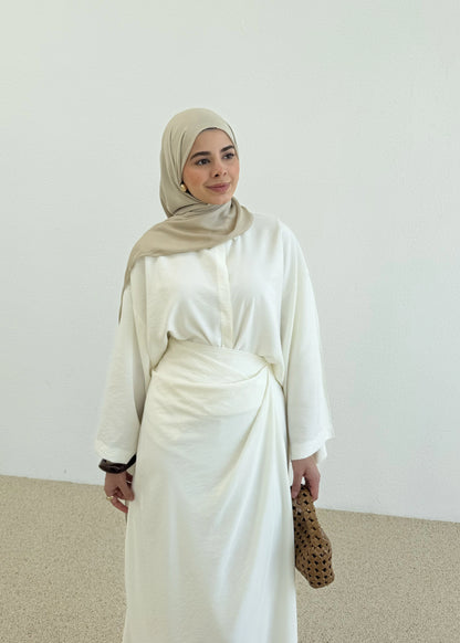 Zra Model Draped Skirt Set - off-white