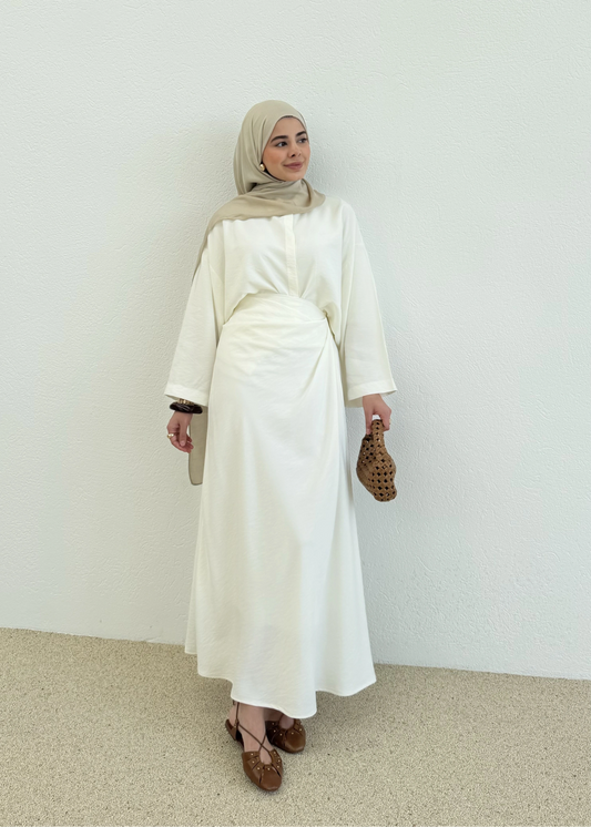 Zra Model Draped Skirt Set - off-white