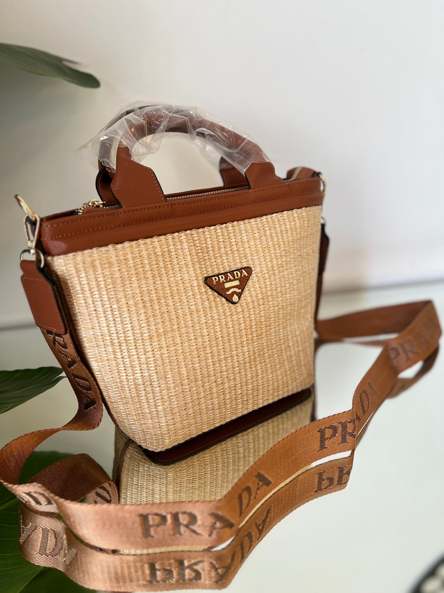 Prada straw tote bag