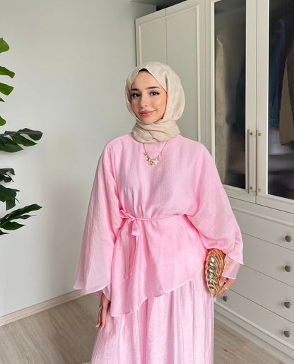 Soft Petal Tie-Waist Set - baby pink