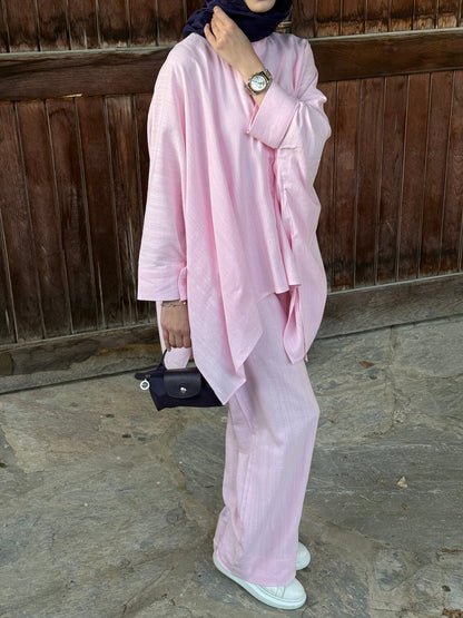 Pink Oversized Co-Ord linen Set