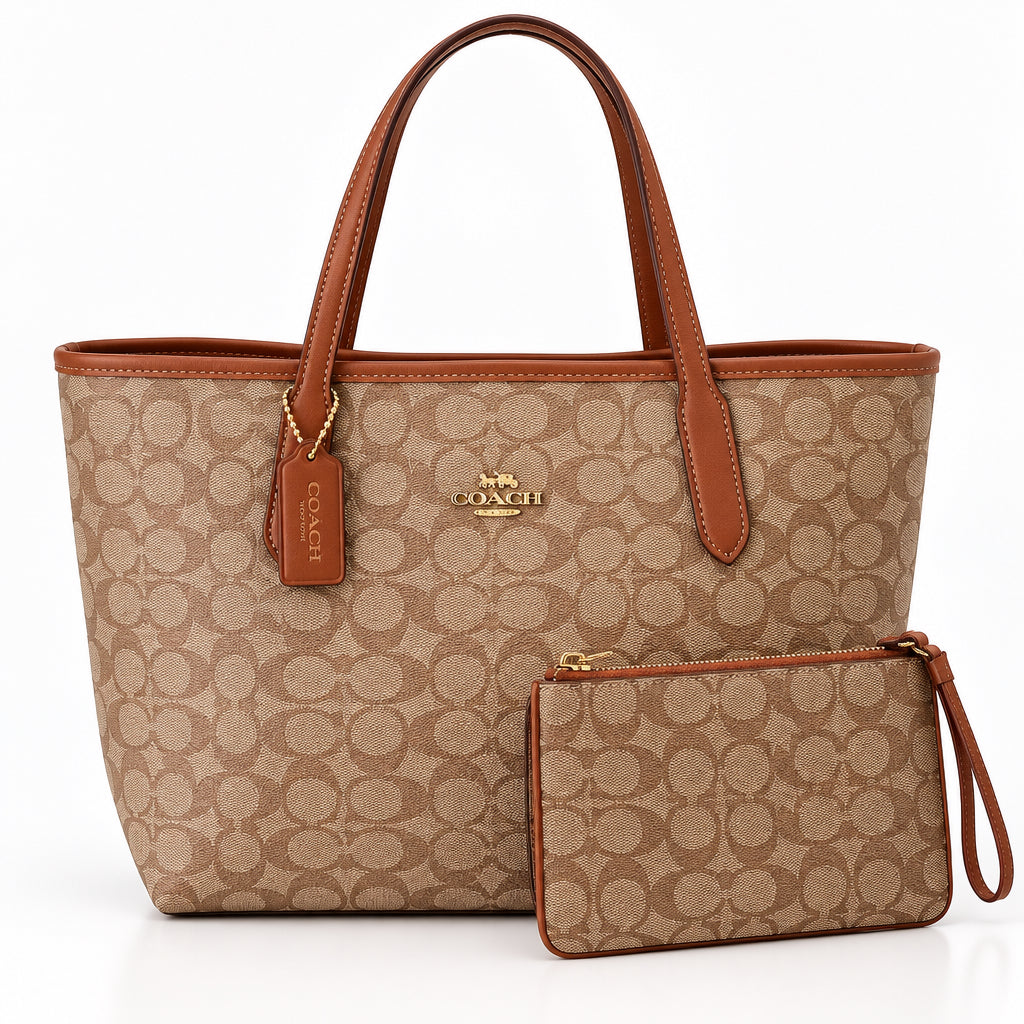 Coach large tote with wallet