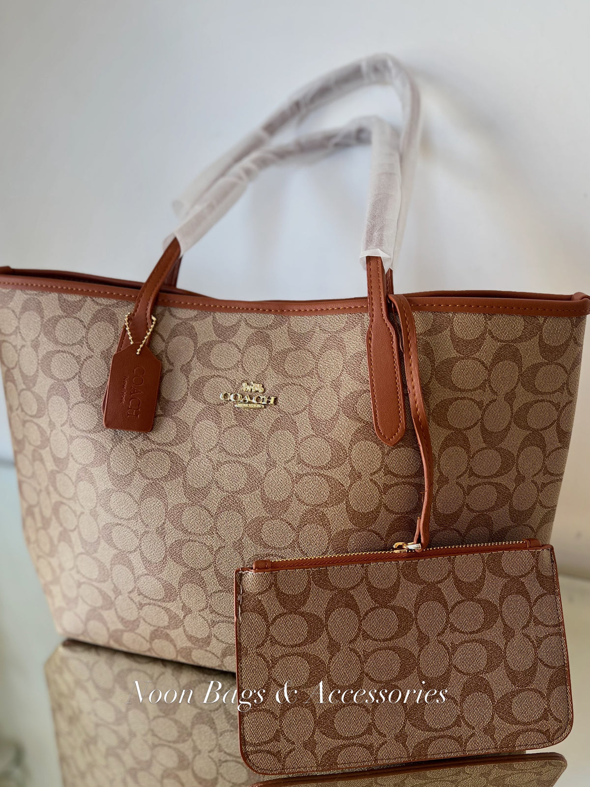 Coach large tote with wallet