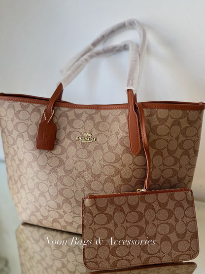 Coach large tote with wallet