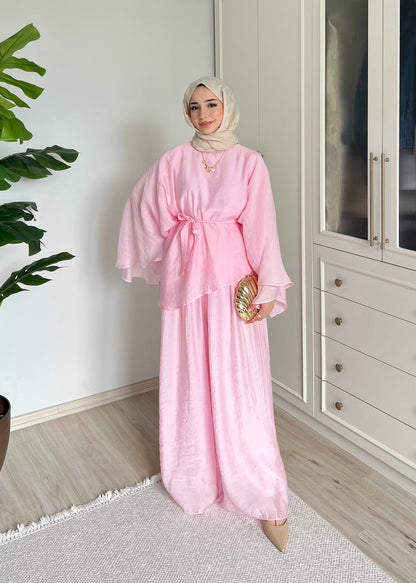 Soft Petal Tie-Waist Set - baby pink