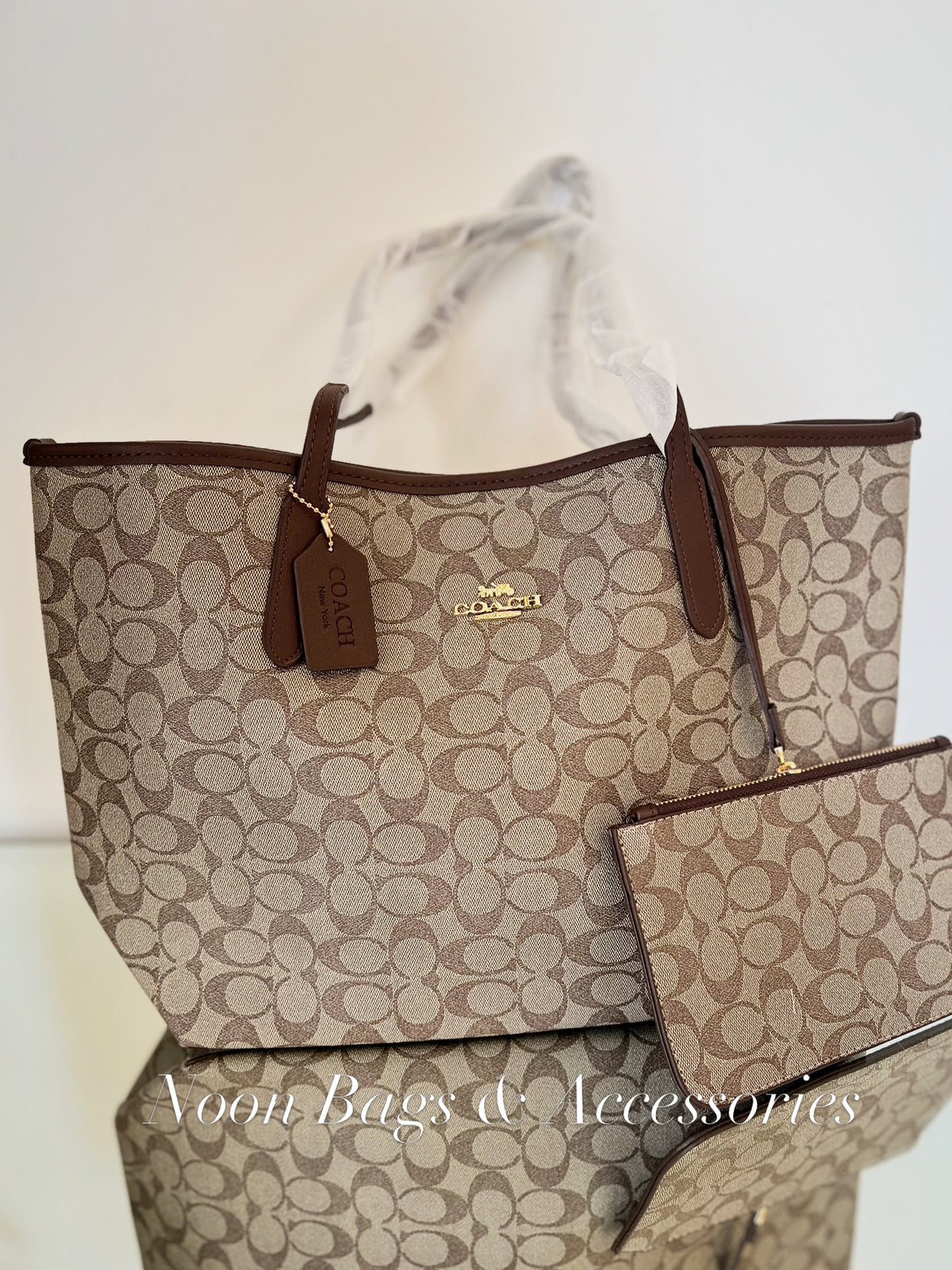 Coach large tote with wallet