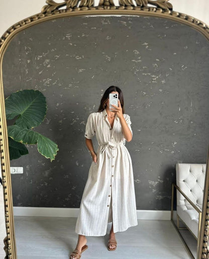 Linen striped dress