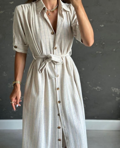 Linen striped dress