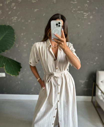 Linen striped dress