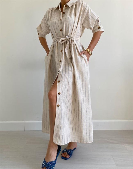 Linen striped dress