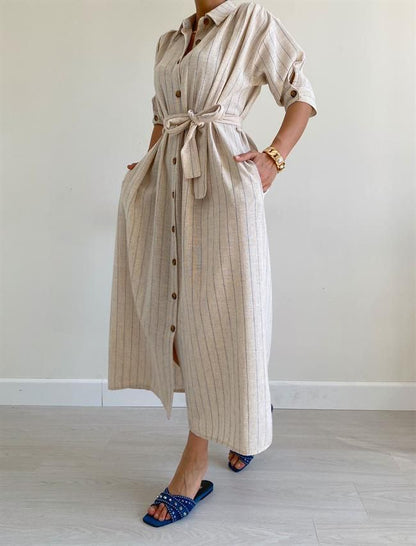 Linen striped dress