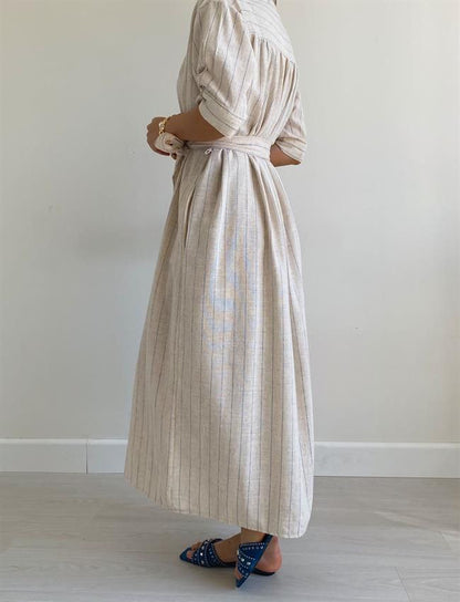 Linen striped dress