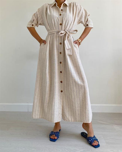 Linen striped dress