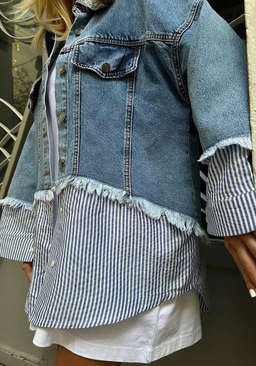 Jeans jacket with shirt details