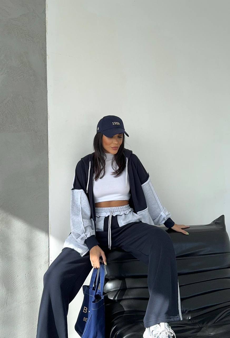 Two-Piece French cotton contrast tracksuit
