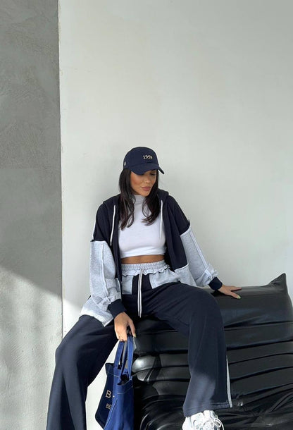 Two-Piece French cotton contrast tracksuit