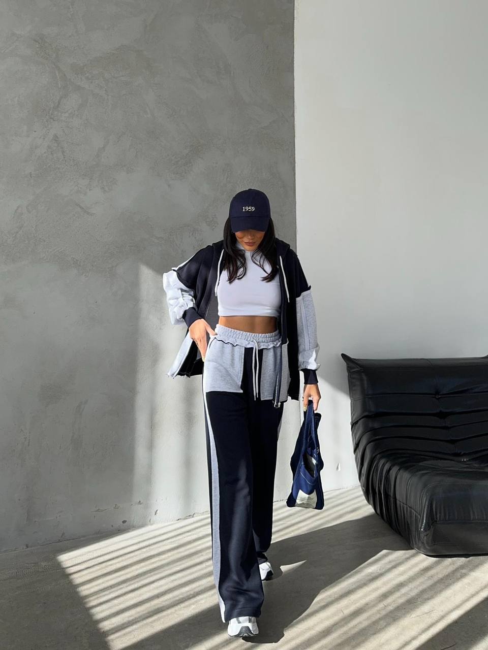 Two-Piece French cotton contrast tracksuit