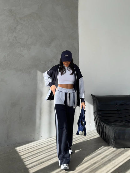 Two-Piece French cotton contrast tracksuit