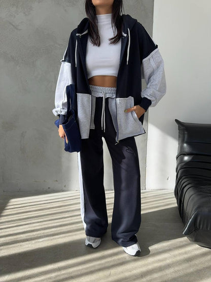 Two-Piece French cotton contrast tracksuit