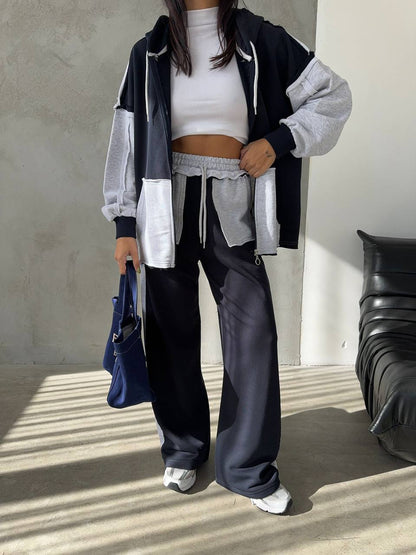 Two-Piece French cotton contrast tracksuit
