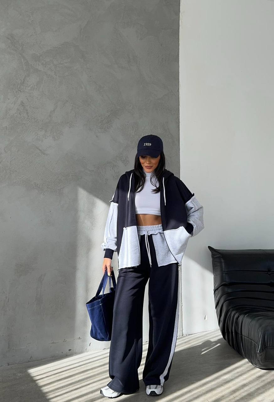 Two-Piece French cotton contrast tracksuit