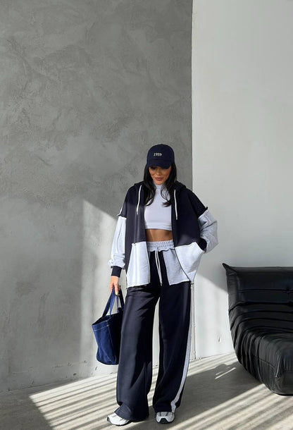 Two-Piece French cotton contrast tracksuit