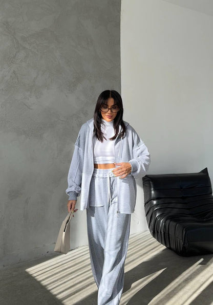 Two-Piece French cotton contrast tracksuit