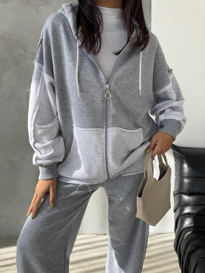 Two-Piece French cotton contrast tracksuit