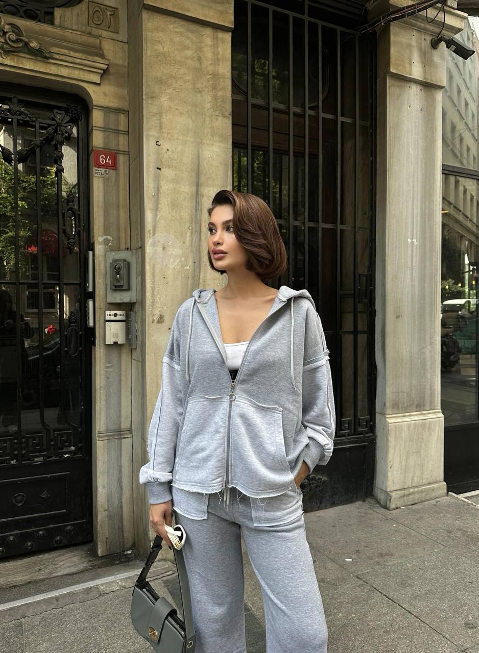 Two-Piece French cotton contrast tracksuit