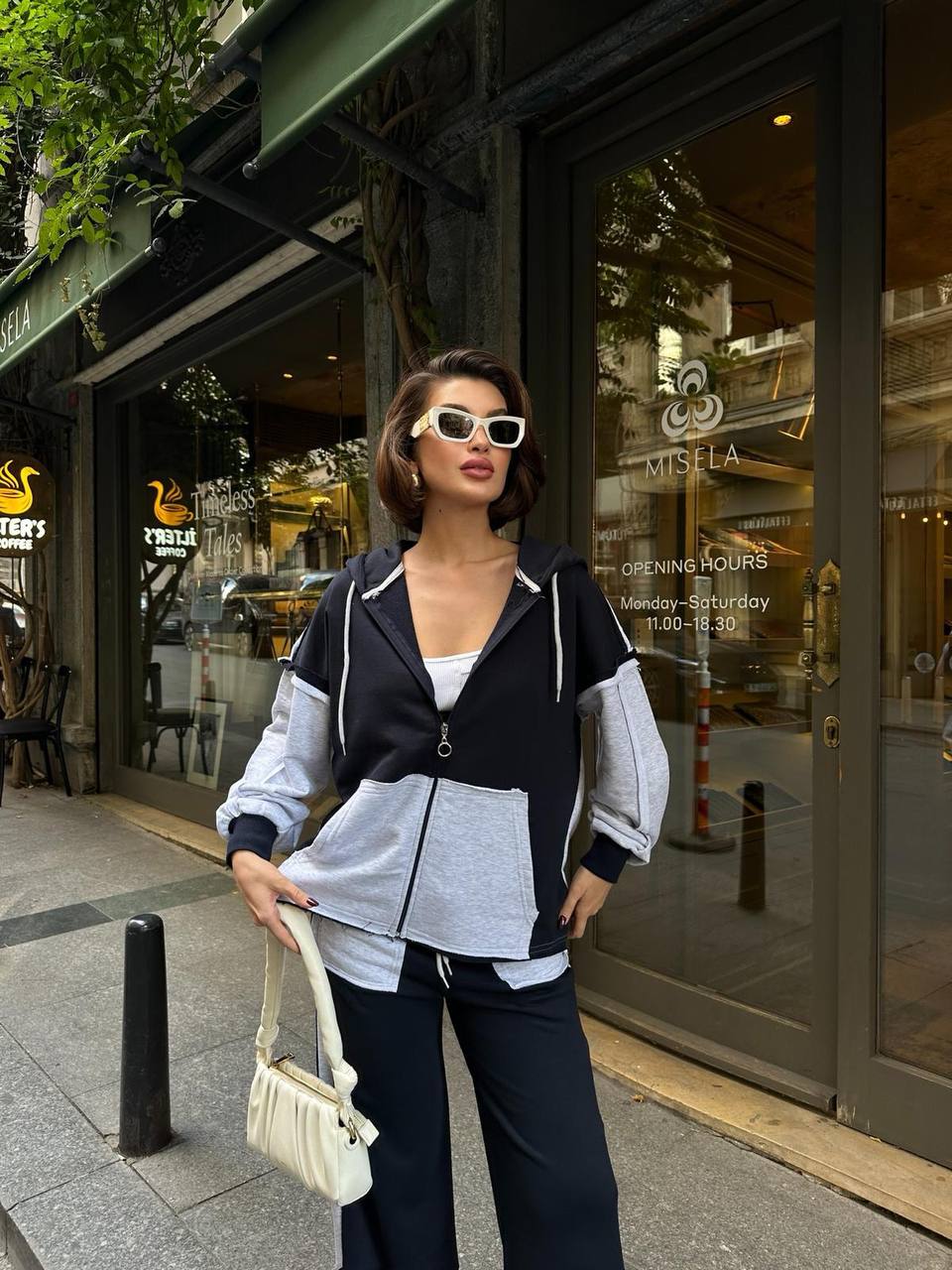 Two-Piece French cotton contrast tracksuit