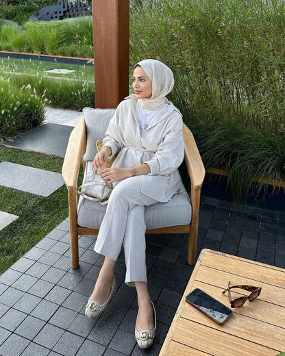 Linen co-ord set with belt
