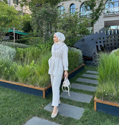Linen co-ord set with belt