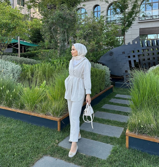 Linen co-ord set with belt
