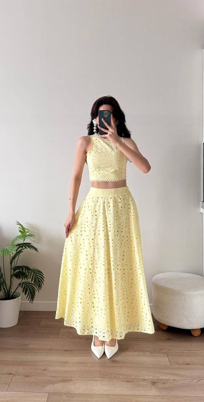 Openwork embroidery Two-Piece set
