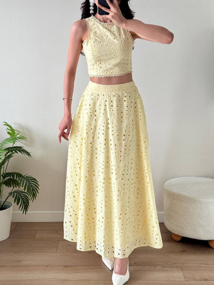 Openwork embroidery Two-Piece set