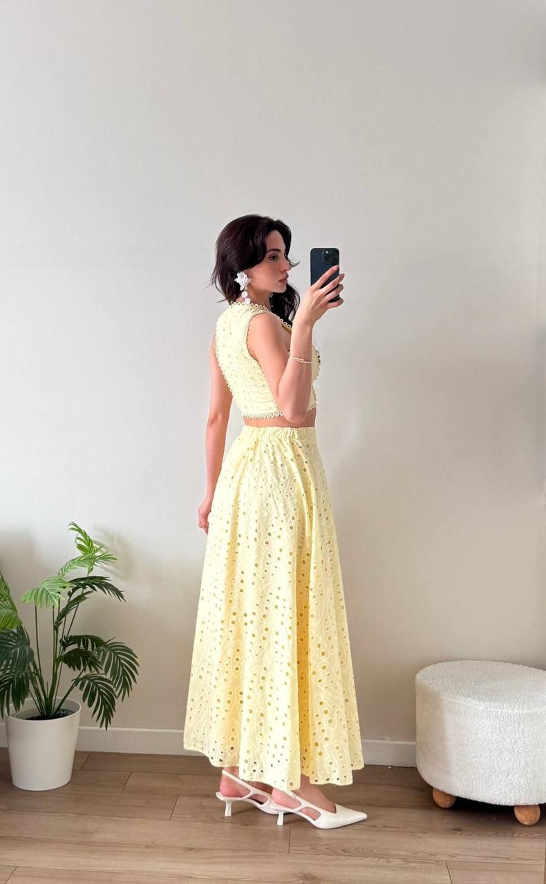 Openwork embroidery Two-Piece set