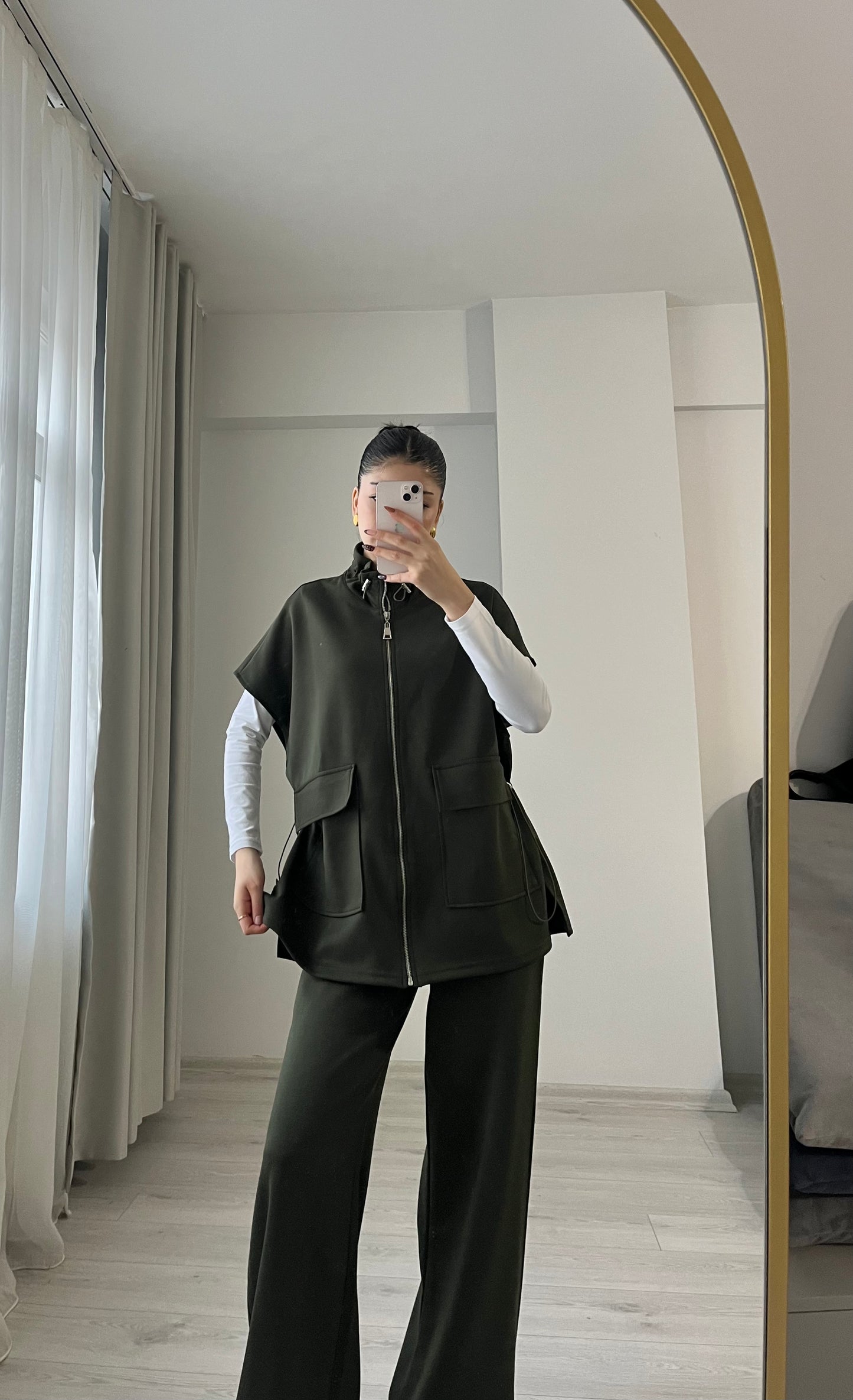 oysho fabric sleeveless double pocket co-ord set