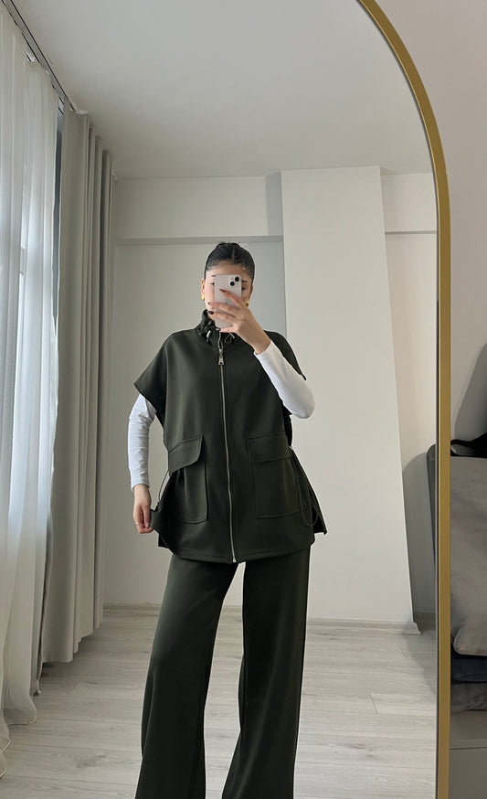 oysho fabric sleeveless double pocket co-ord set