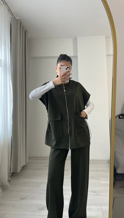oysho fabric sleeveless double pocket co-ord set