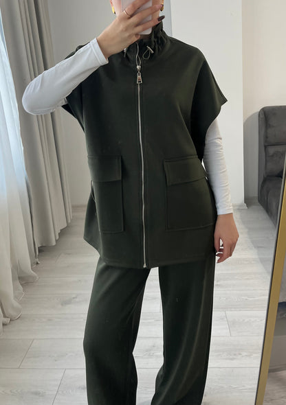 oysho fabric sleeveless double pocket co-ord set