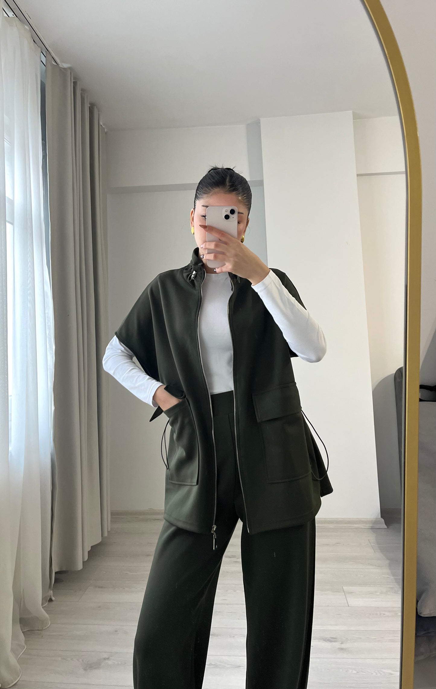 oysho fabric sleeveless double pocket co-ord set