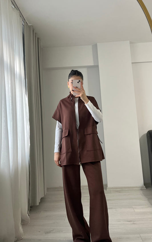 oysho fabric sleeveless double pocket co-ord set