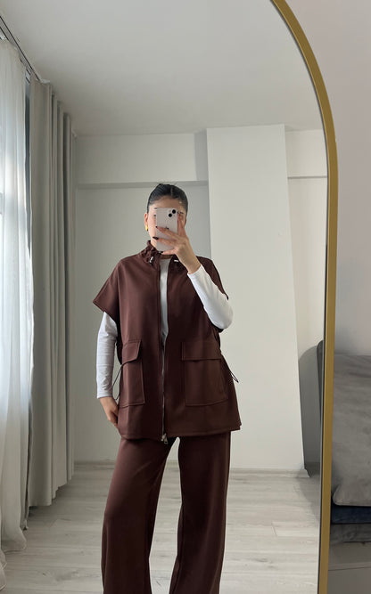 oysho fabric sleeveless double pocket co-ord set