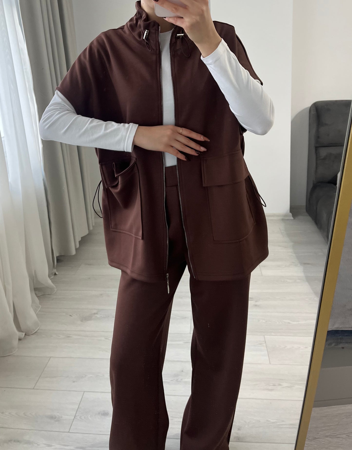 oysho fabric sleeveless double pocket co-ord set